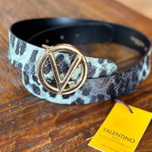 Valentino Logo Leather Python Belt